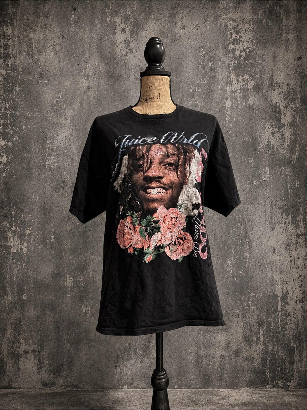 Juice WRLD Black Graphic Rose T-Shirt | Size XL